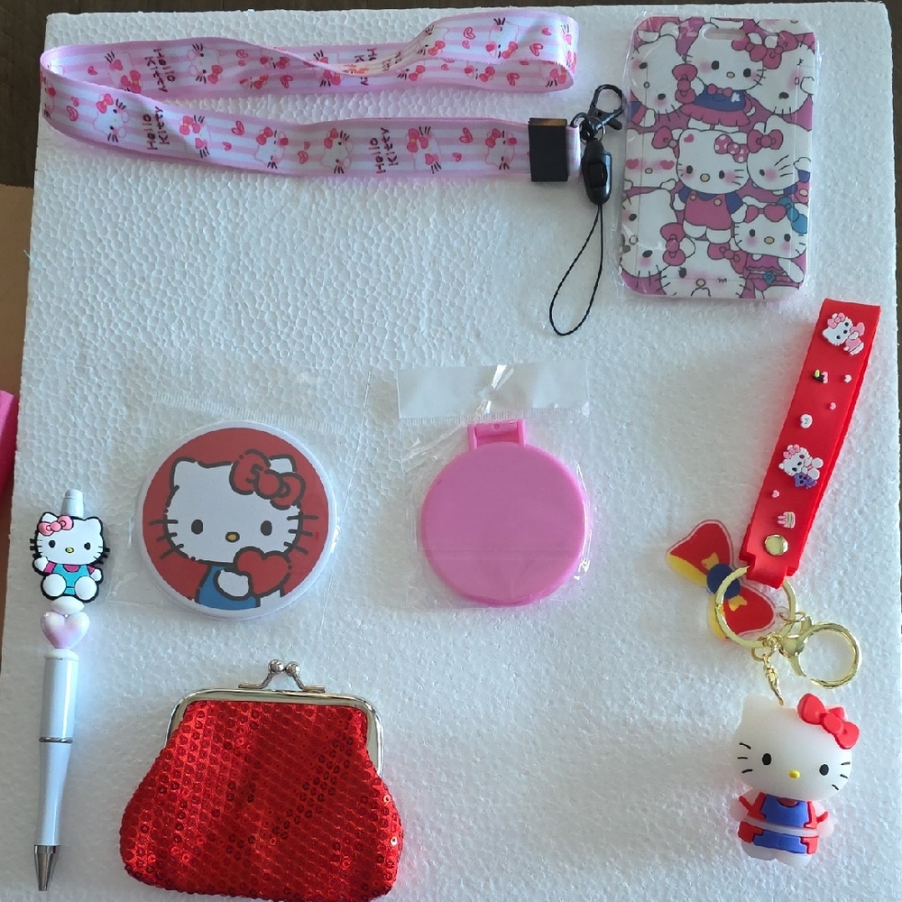Hello Kitty Red and Pink Key & Card Holder Set